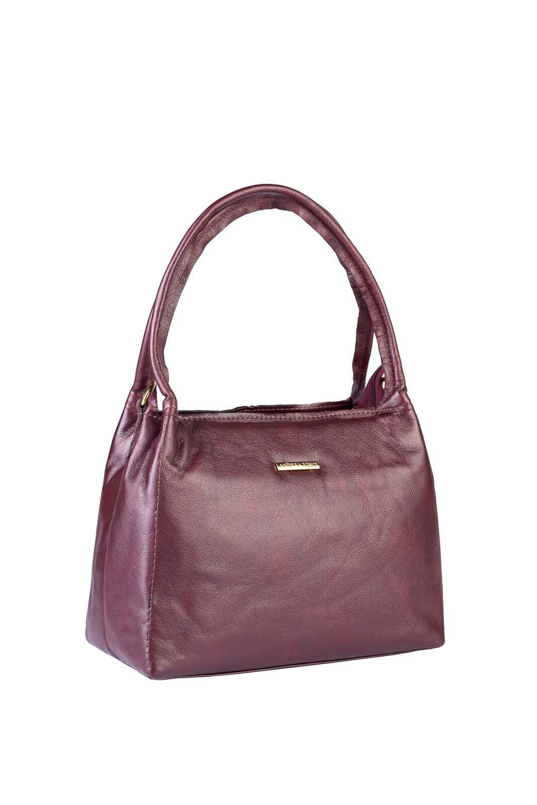 Bolsa básica de ombro em couro liso Maria - Enluaze