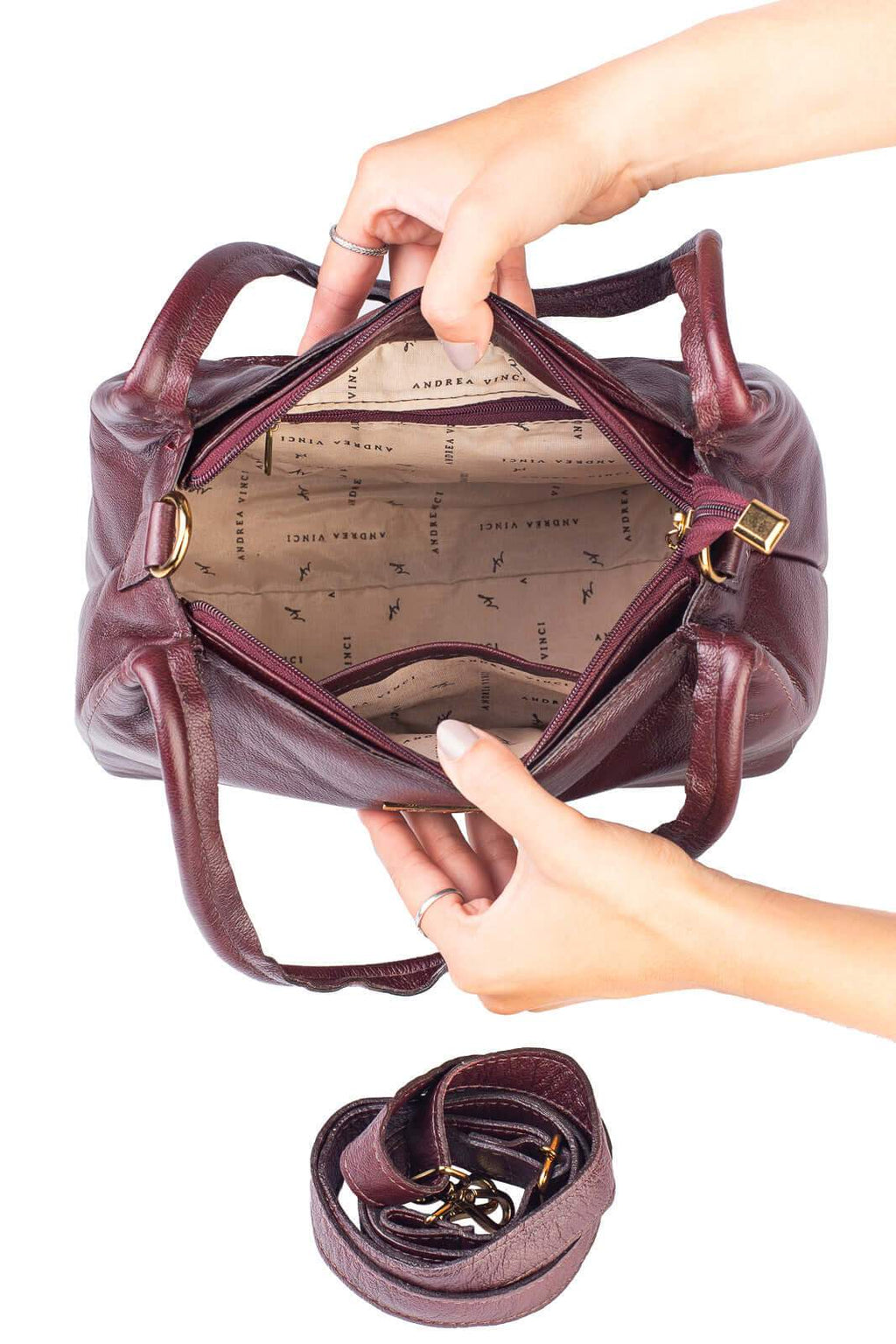 Bolsa básica de ombro em couro liso Maria - Enluaze