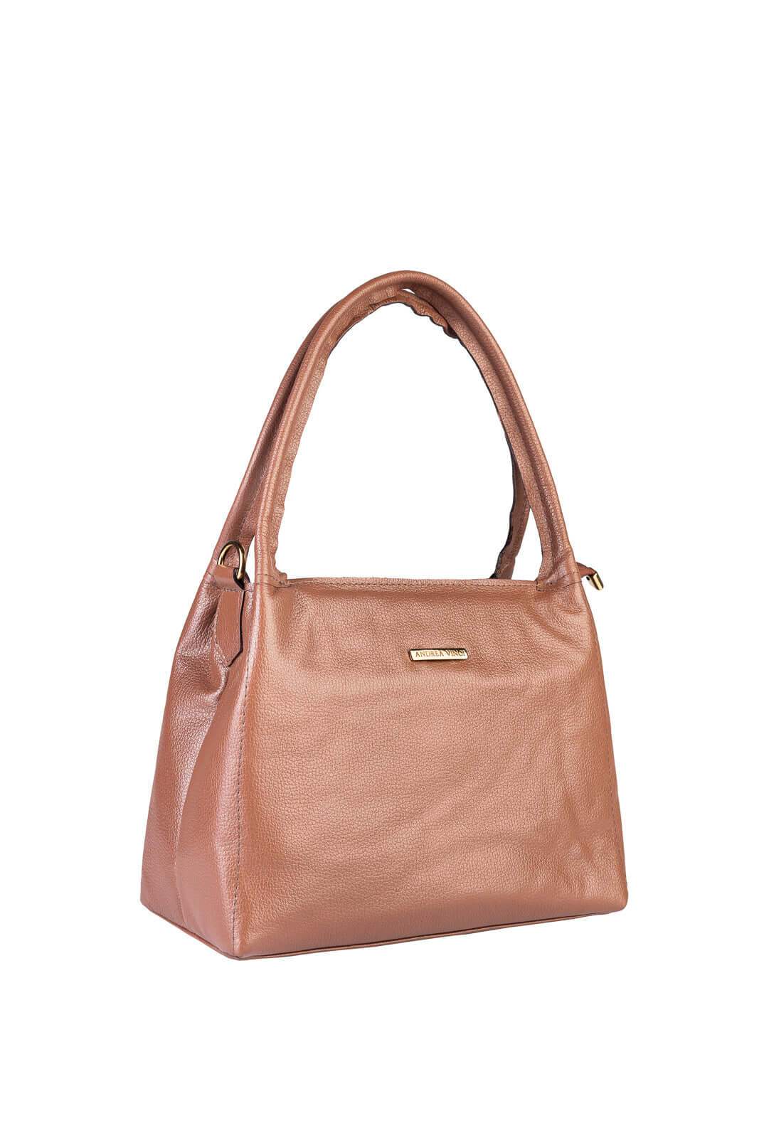 Bolsa básica de ombro em couro liso Maria - Enluaze