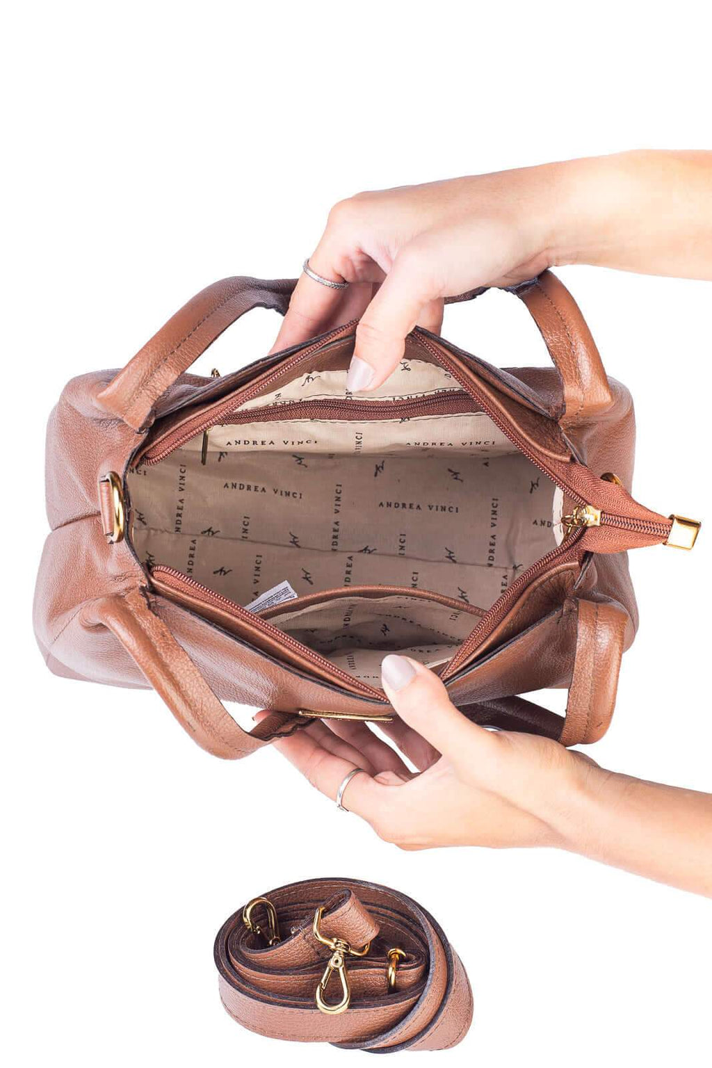 Bolsa básica de ombro em couro liso Maria - Enluaze