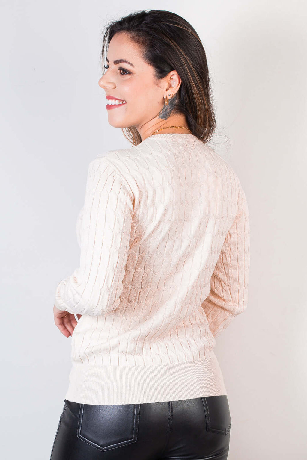 Blusa suéter feminino gola V 70871 - Enluaze