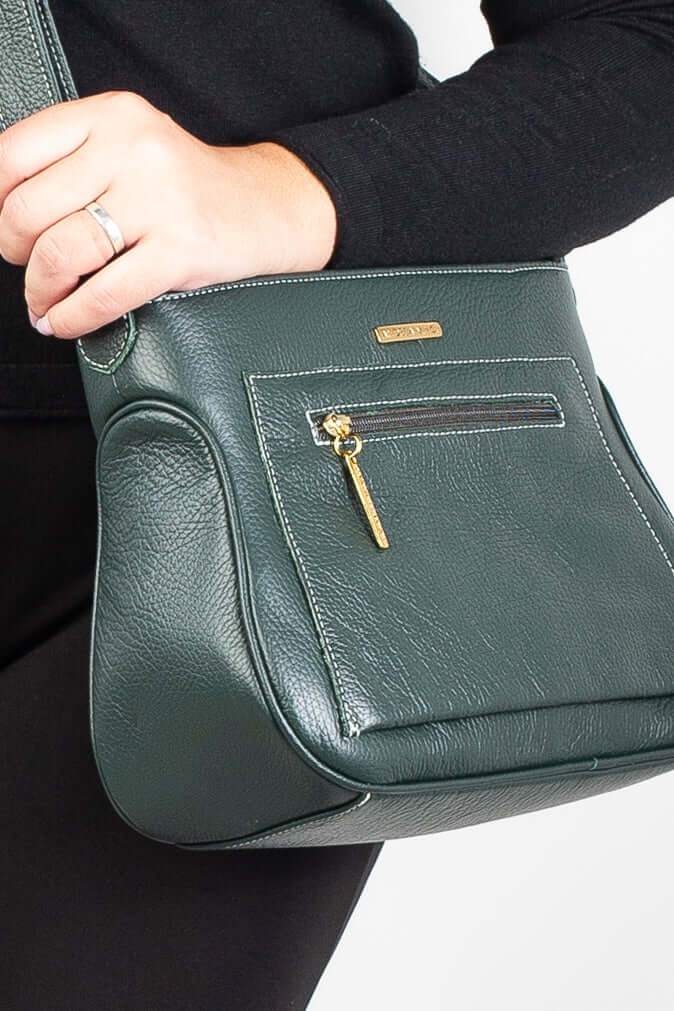 Bolsa feminina tiracolo de couro liso Maísa - Enluaze