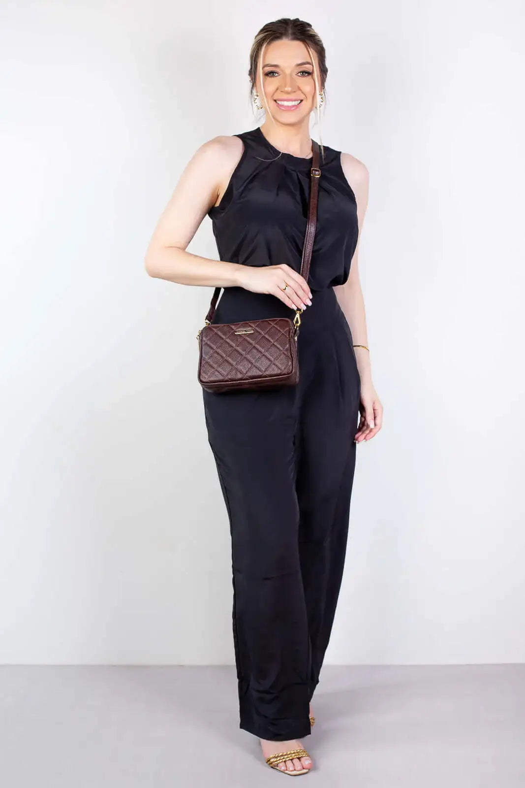 Bolsa pequena de couro matelassê Beatriz - Enluaze