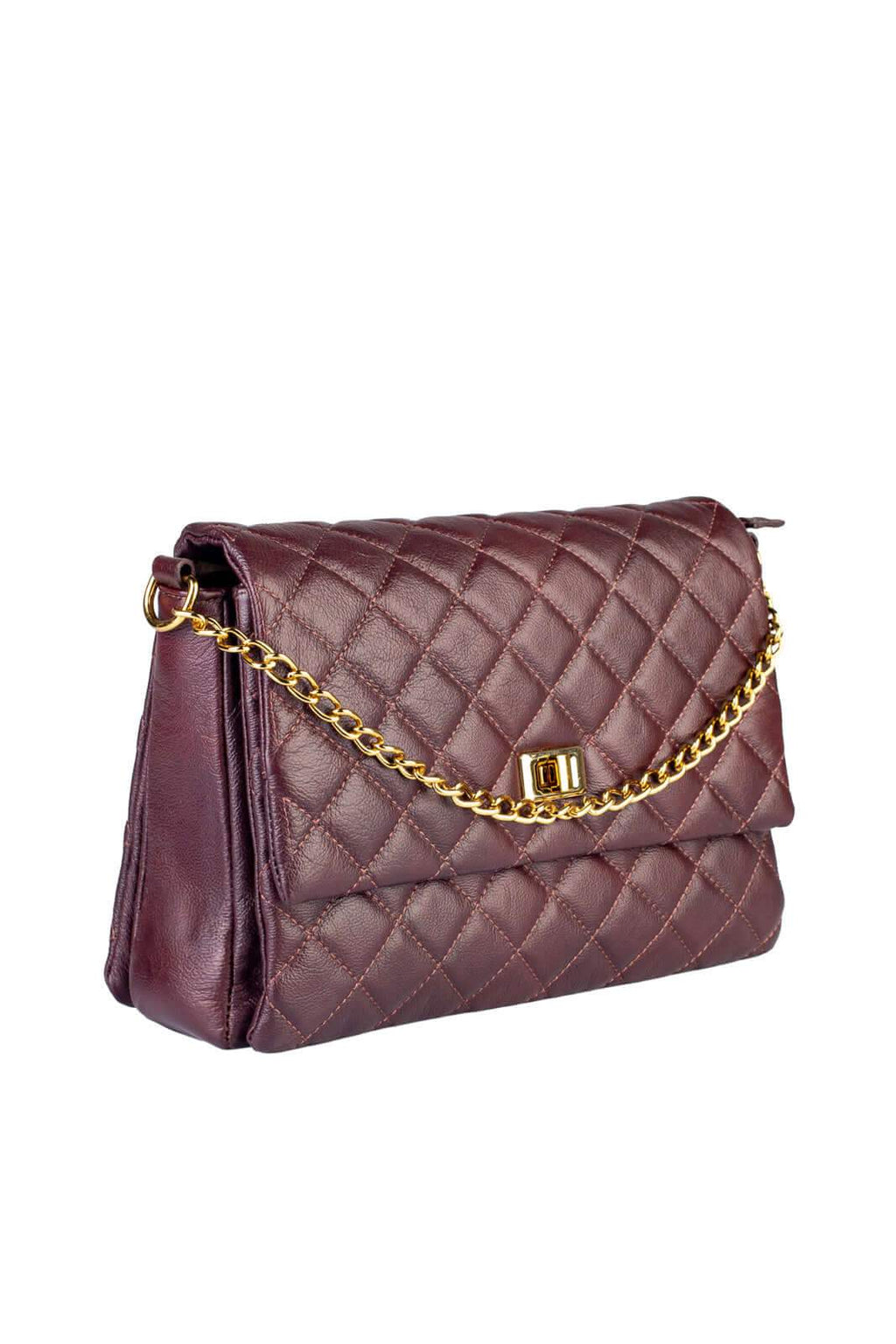 Bolsa grande de couro matelassê Giorgia - Enluaze