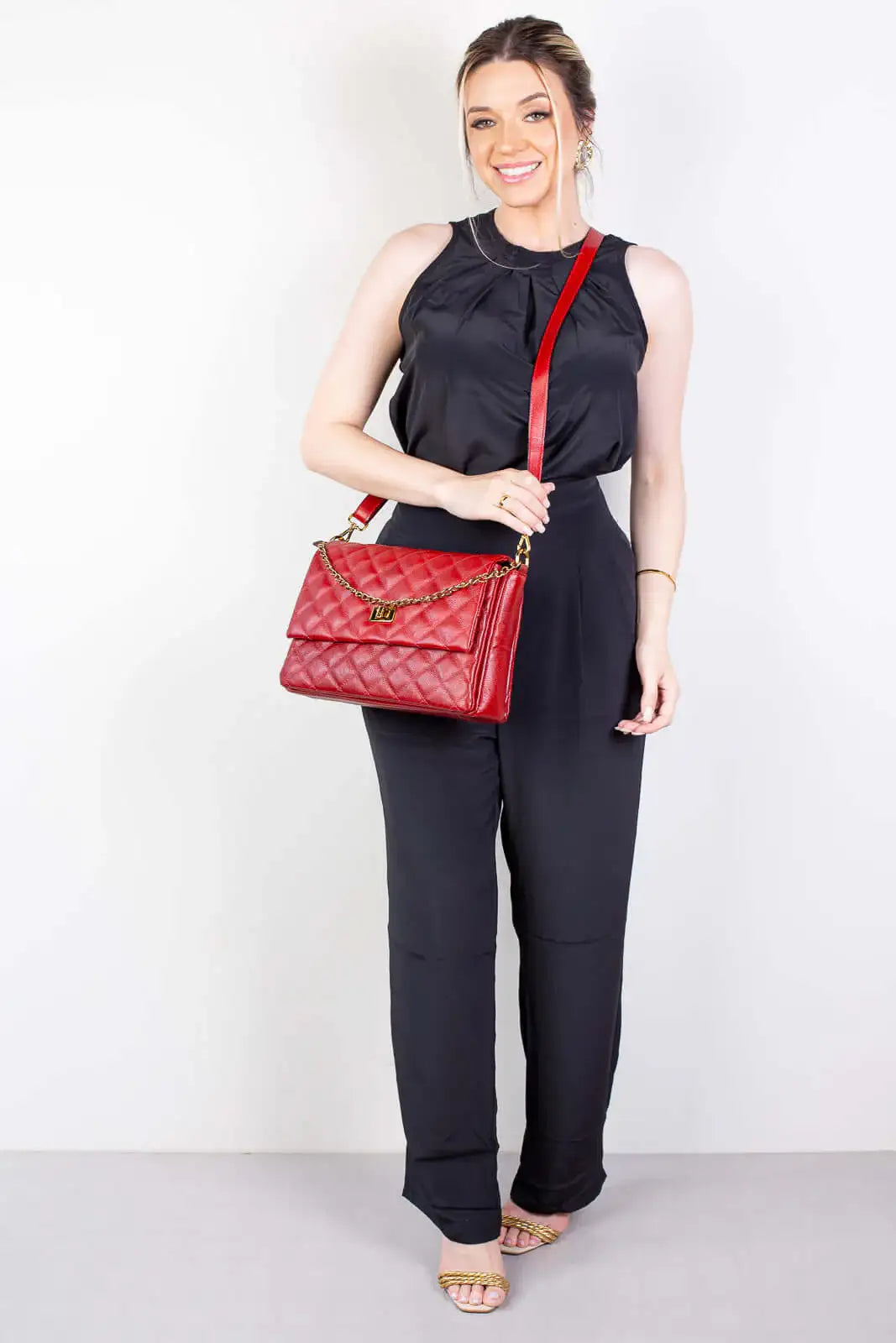 Bolsa grande de couro matelassê Giorgia - Enluaze