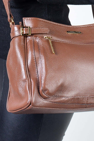Bolsa tiracolo de couro liso Lorena - Enluaze - Bolsas, Mochilas e Acessórios em Couro Legítimo