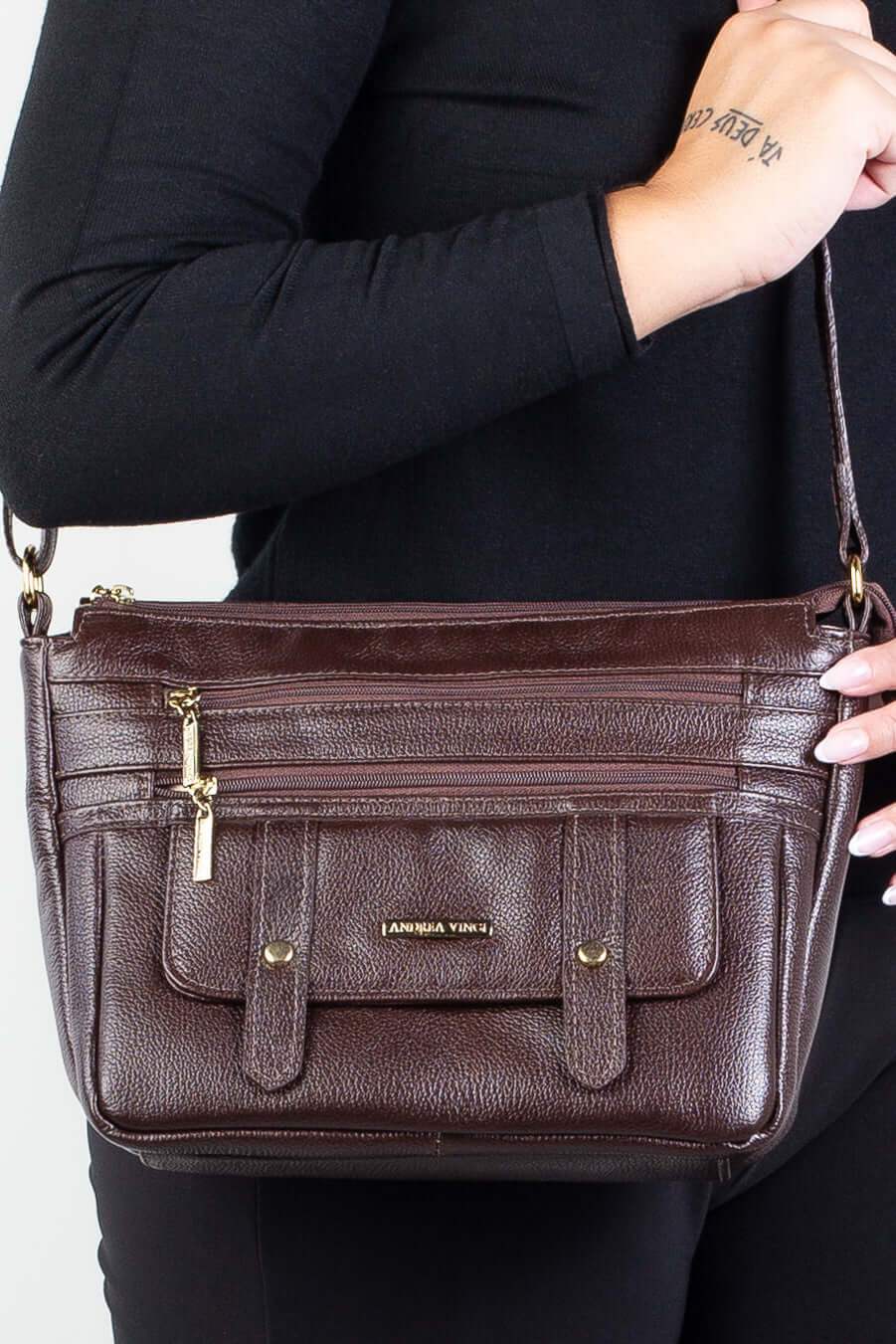 Bolsa tiracolo de couro liso Isis - Enluaze