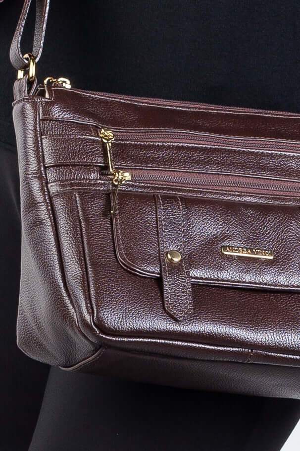 Bolsa tiracolo de couro liso Isis - Enluaze