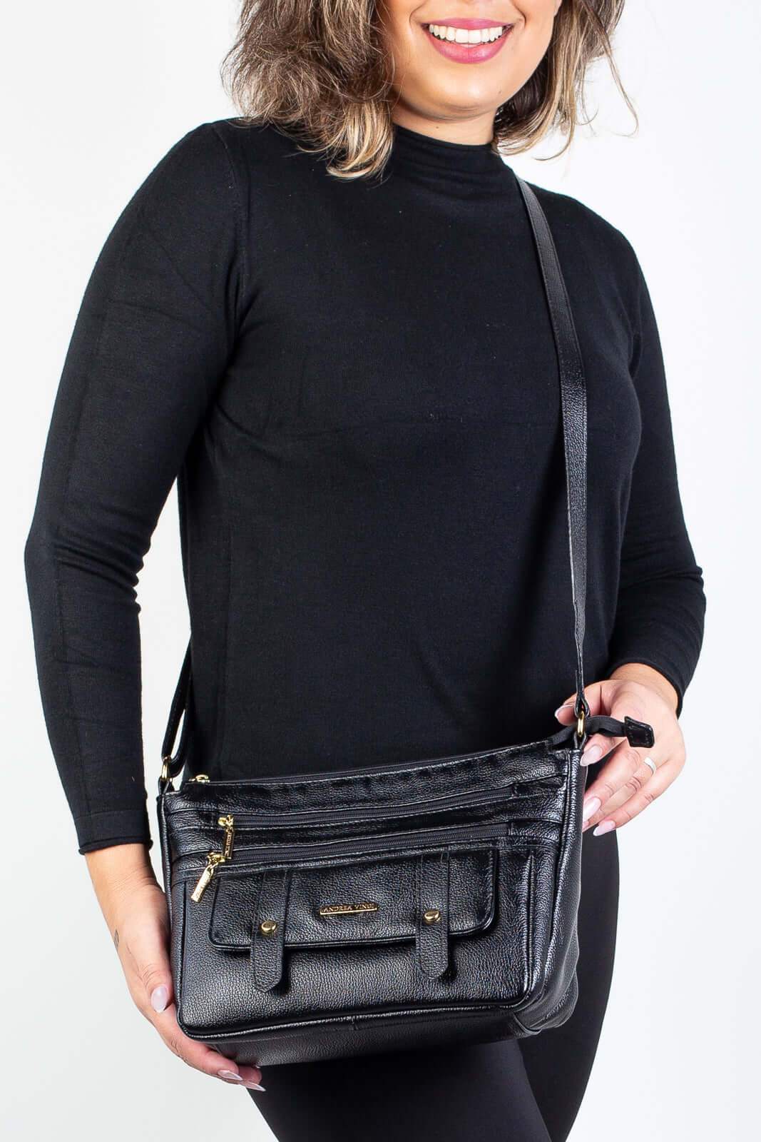 Bolsa tiracolo de couro liso Isis - Enluaze