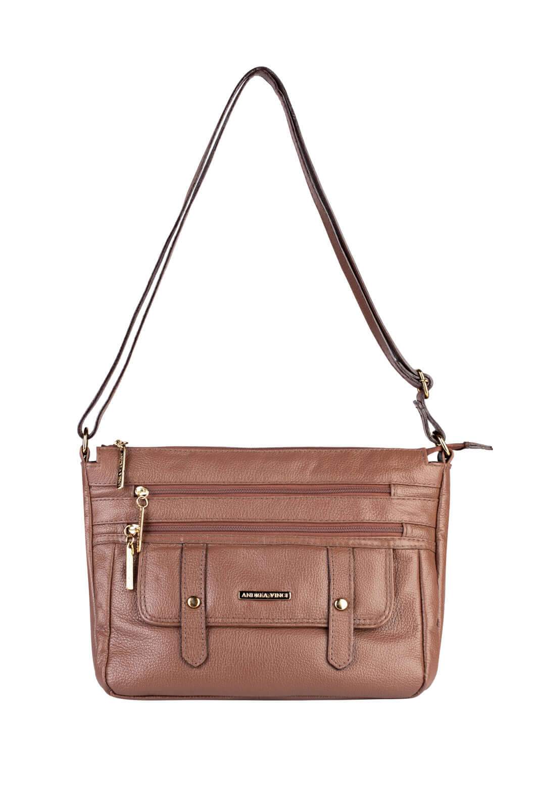 Bolsa tiracolo de couro liso Isis - Enluaze