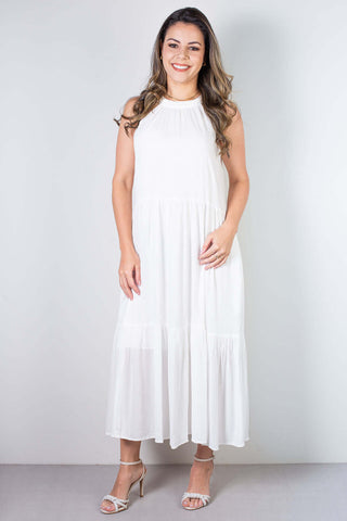 Vestido feminino midi decote halter 70968 - Enluaze