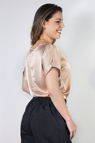 Blusa manga curta feminina cetim 71105