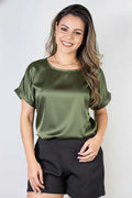 Blusa manga curta feminina cetim 71105 - Enluaze