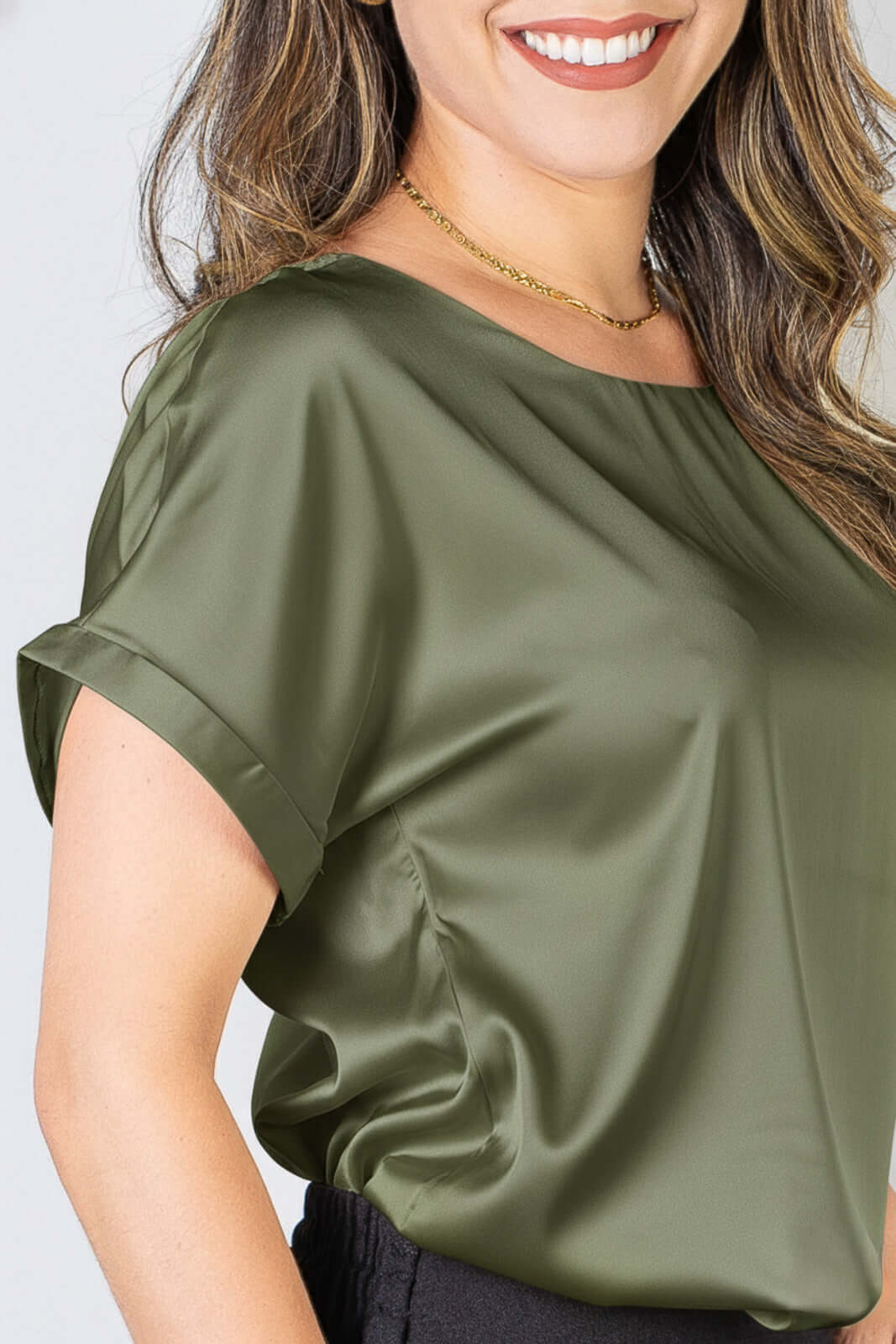 Blusa manga curta feminina cetim 71105 - Enluaze