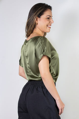 Blusa manga curta feminina cetim 71105