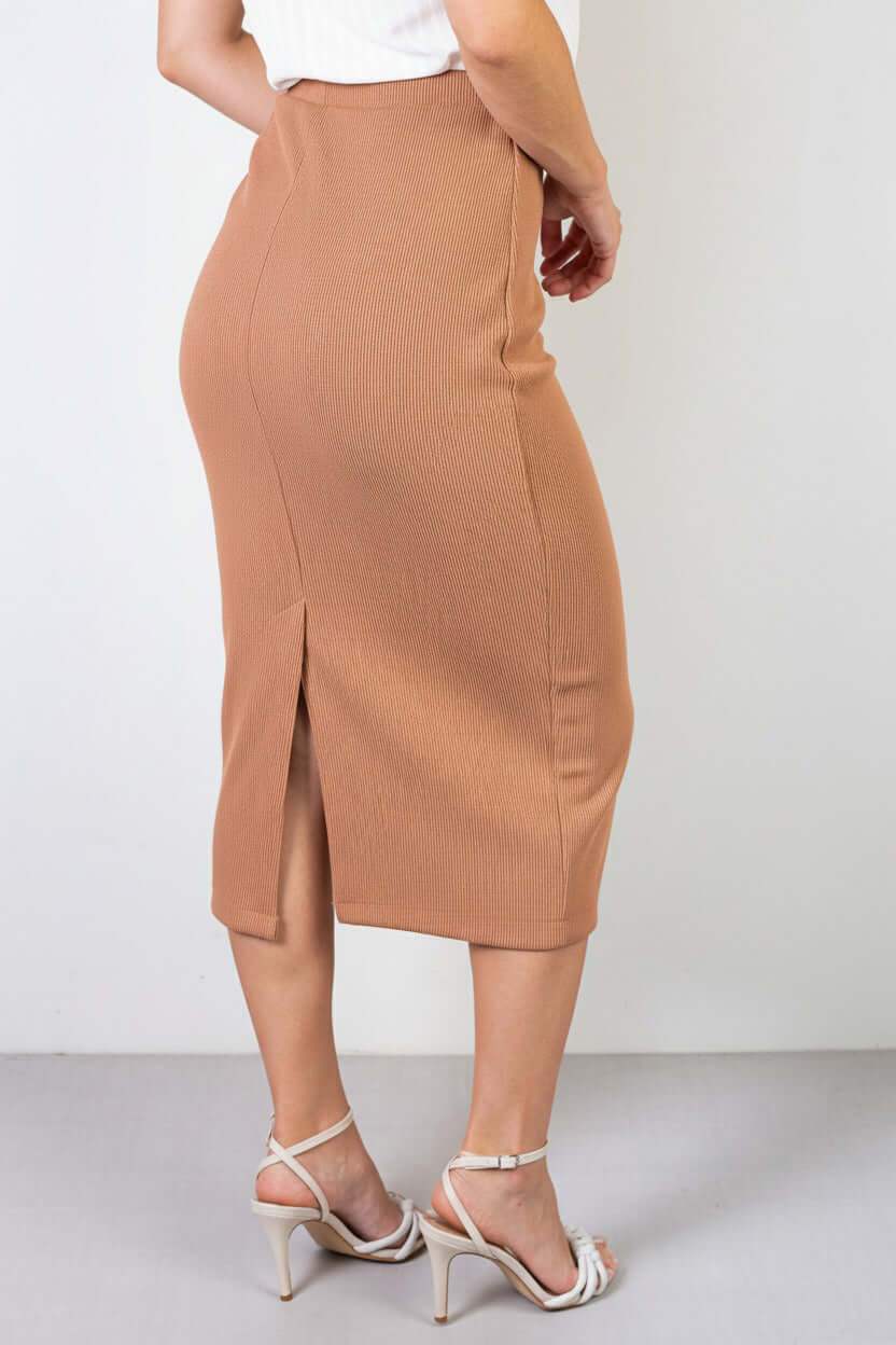 Saia midi feminina ribana canelada 71502 - Enluaze