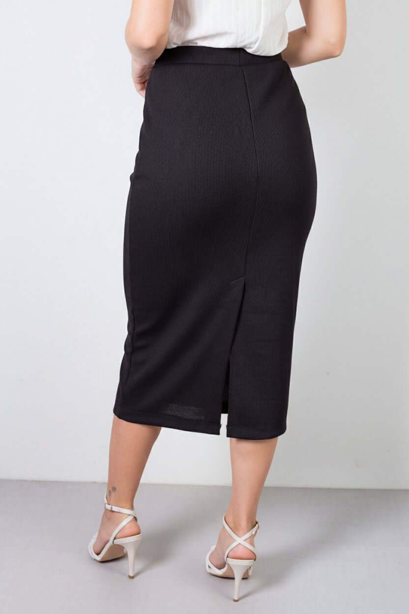 Saia midi feminina ribana canelada 71502 - Enluaze