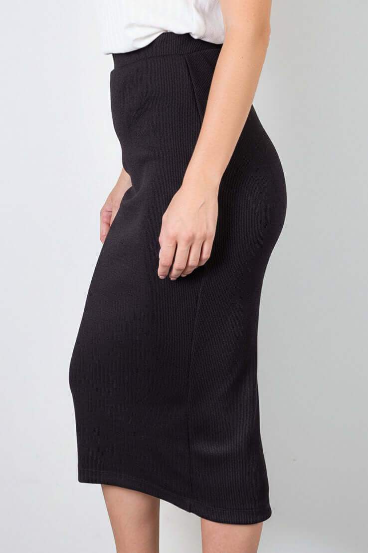 Saia midi feminina ribana canelada 71502 - Enluaze