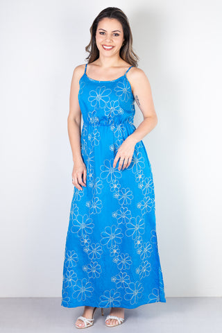 Vestido longo feminino alcinha bordado 51108