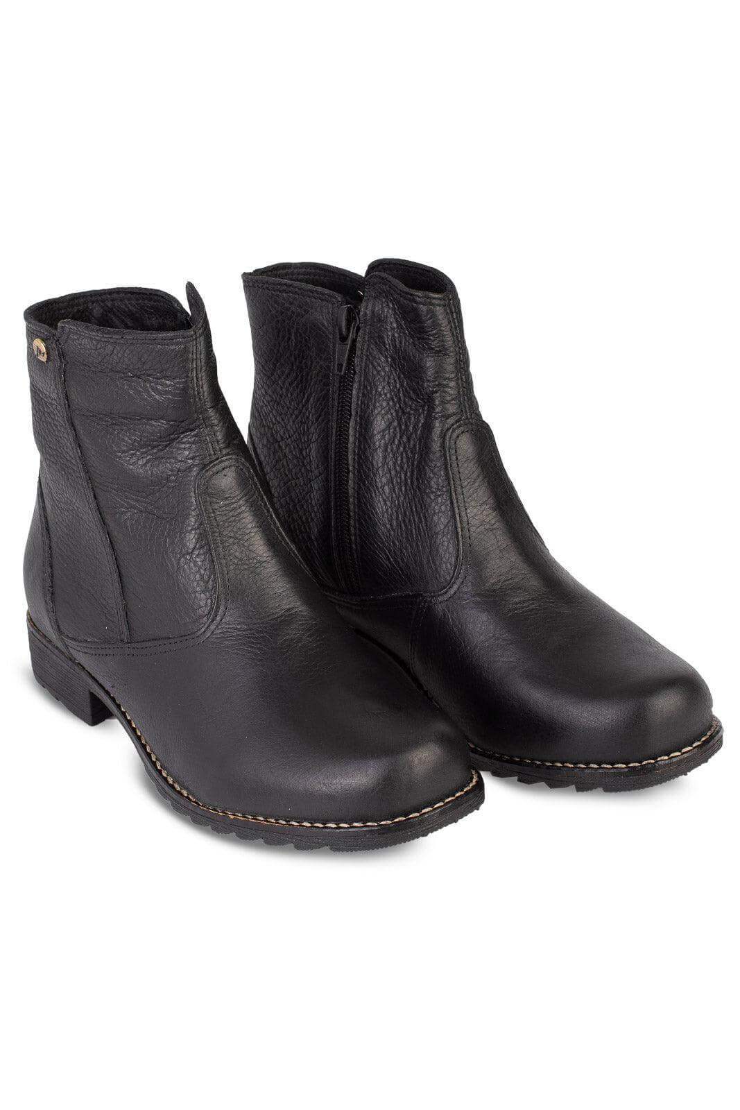 Bota feminina de couro cano curto 7600 - Enluaze