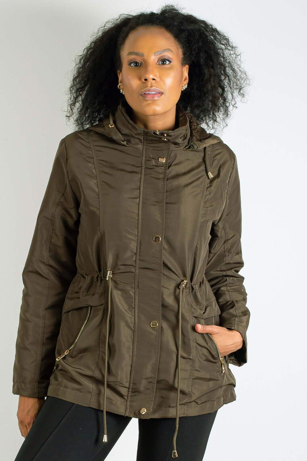Parka feminina forrada com capuz 80105 - Enluaze