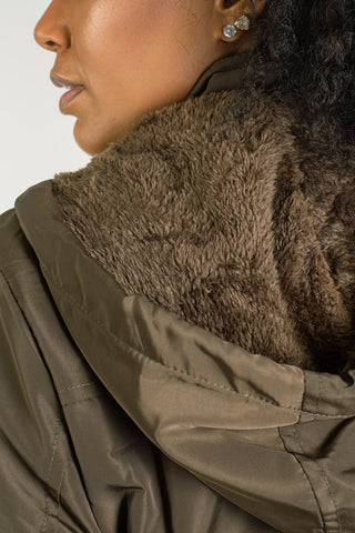 Parka feminina forrada com capuz 80105