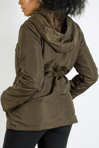 Parka feminina forrada com capuz 80105