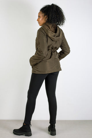 Parka feminina forrada com capuz 80105