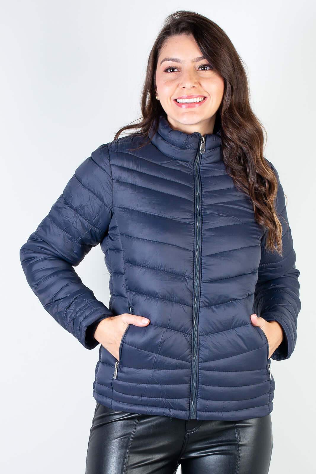 Jaqueta feminina de nylon curta 80226 - Enluaze