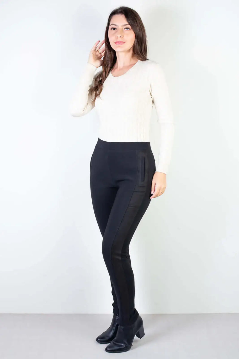 Calça feminina térmica com detalhe lateral 80478