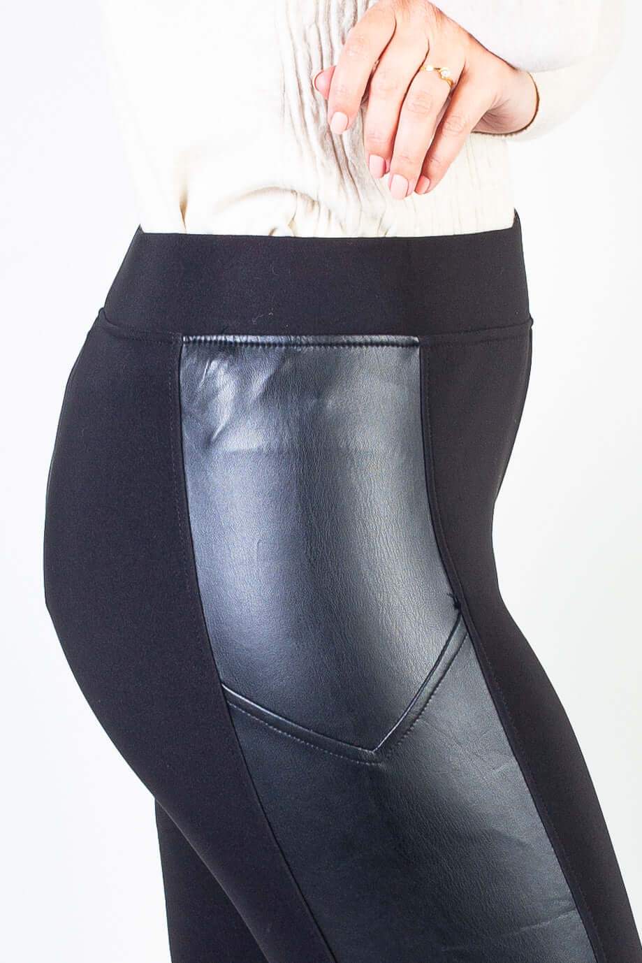 Calça feminina térmica detalhe em corino 80482 - Enluaze