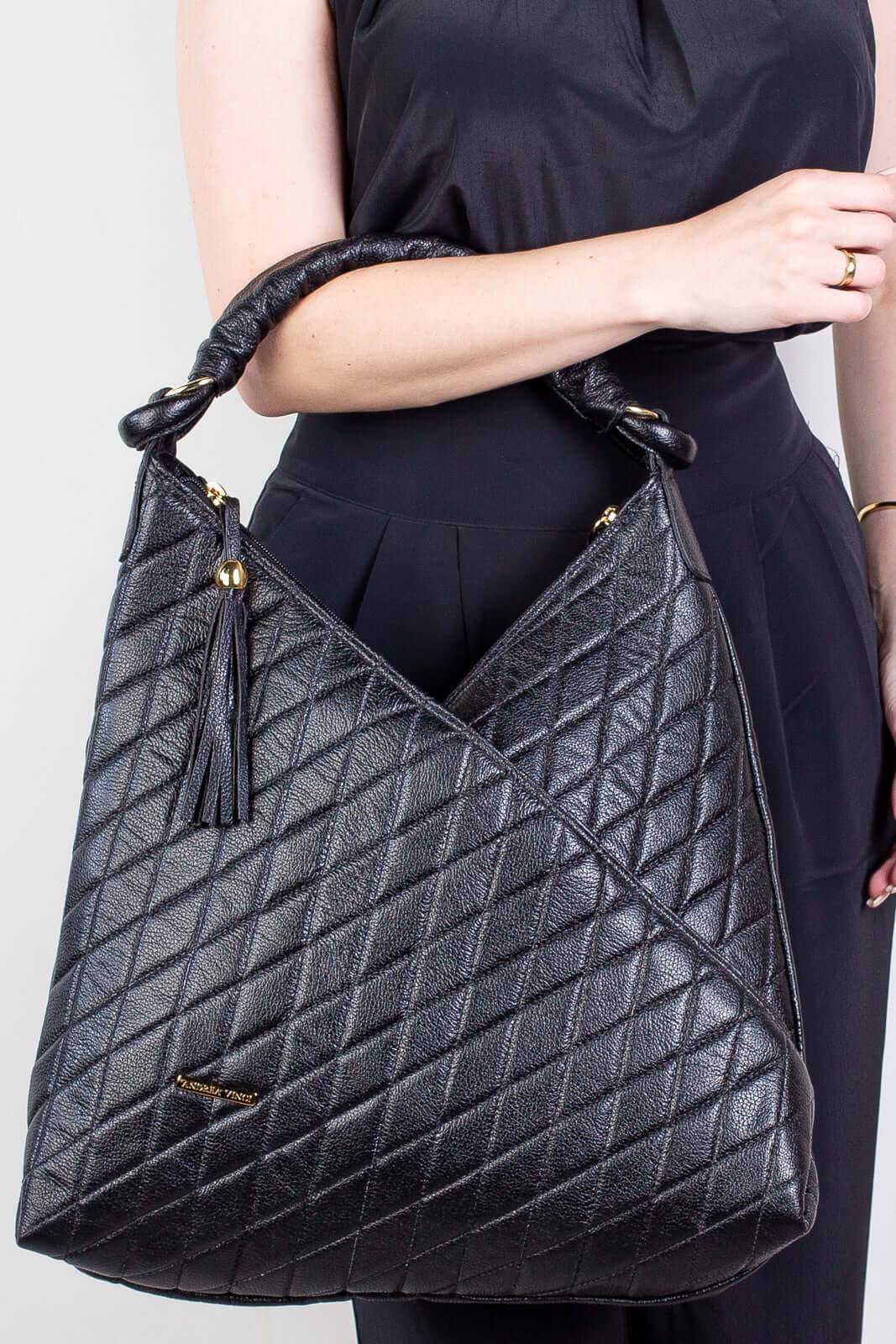 Bolsa de ombro em couro matelassê Carmen - Enluaze