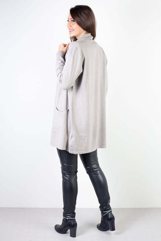 Cardigan feminino alongado tricot com bolso 81126