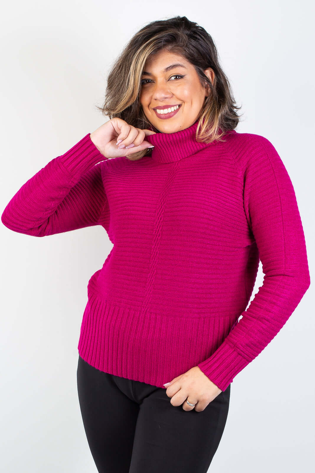 Blusa de malha gola ampla 81137 - Enluaze