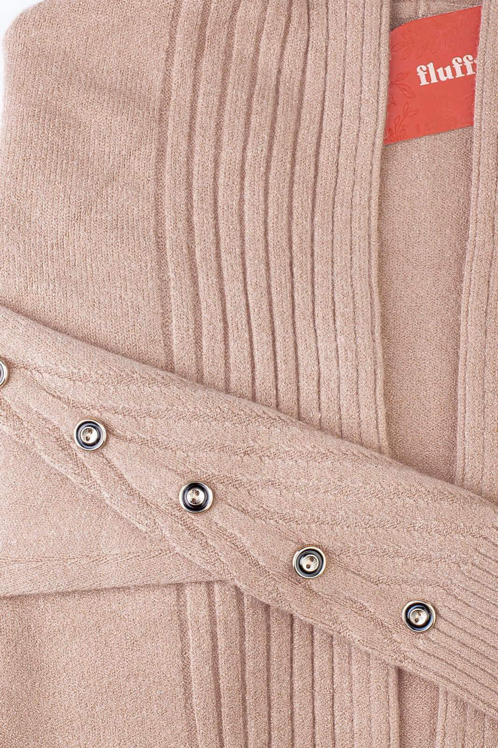 Cardigan alongado bolsos e botões na manga 81213 - Enluaze