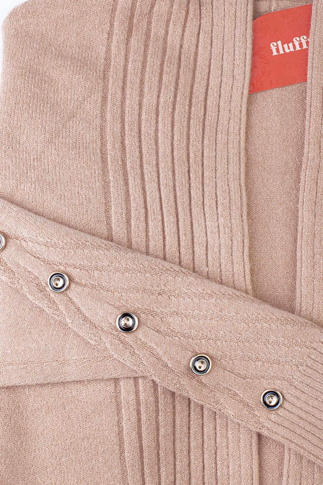 Cardigan alongado bolsos e botões na manga 81213 - Enluaze