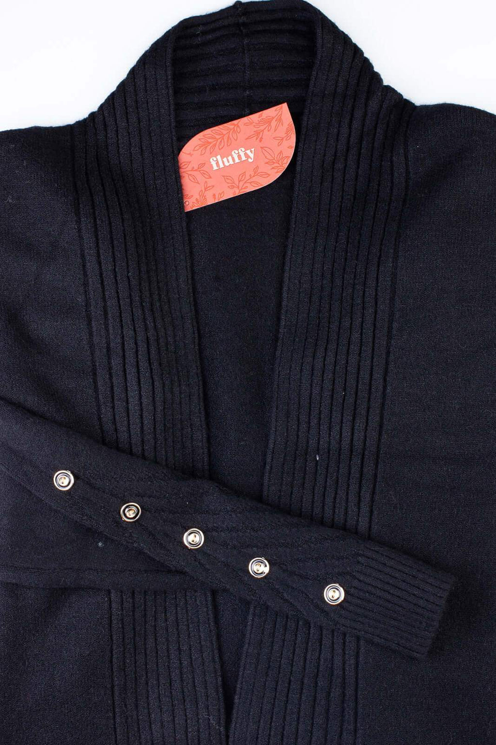 Cardigan alongado bolsos e botões na manga 81213 - Enluaze