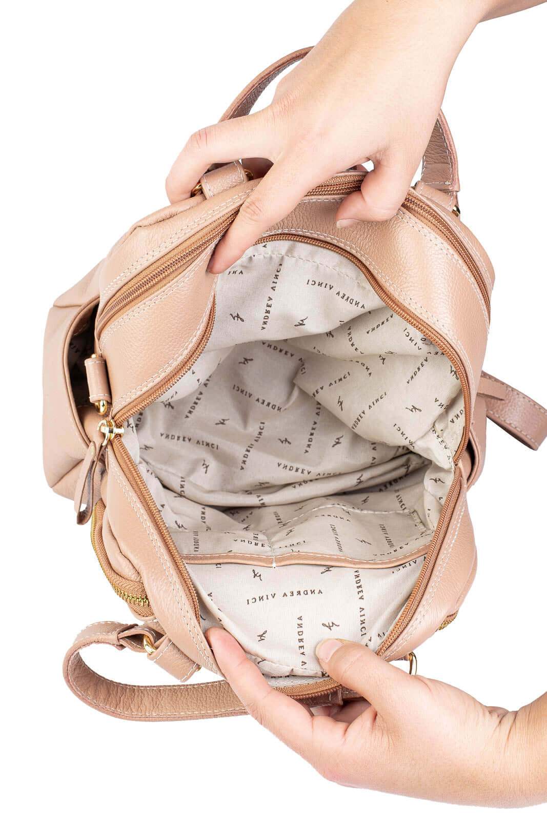 Bolsa mochila 2 em 1 em couro liso Marina - Enluaze