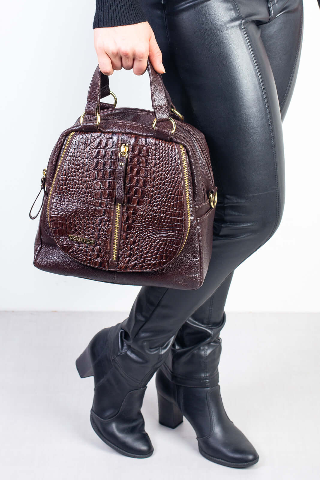Bolsa mochila de couro croco 3 em 1 Marina - Enluaze - Bolsas, Mochilas e Acessórios em Couro Legítimo