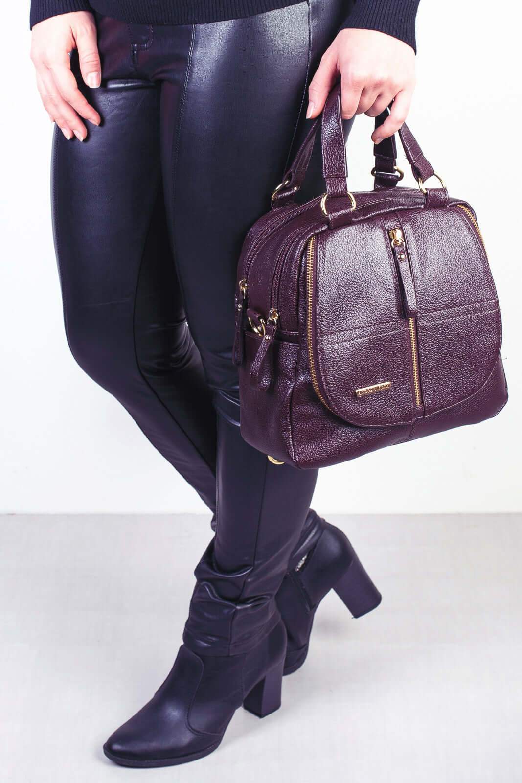 Bolsa mochila 2 em 1 em couro liso Marina - Enluaze