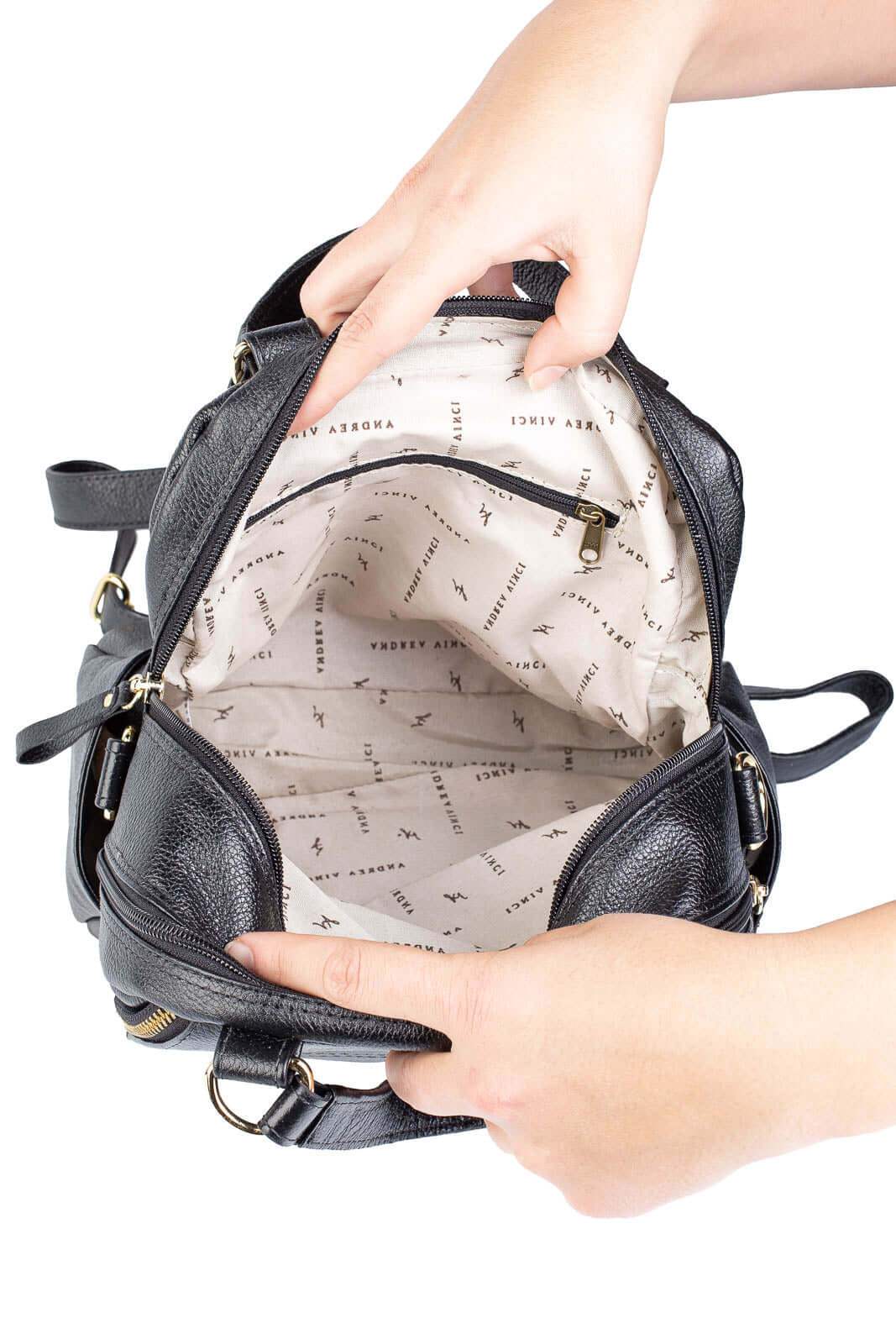 Bolsa mochila 2 em 1 em couro liso Marina - Enluaze