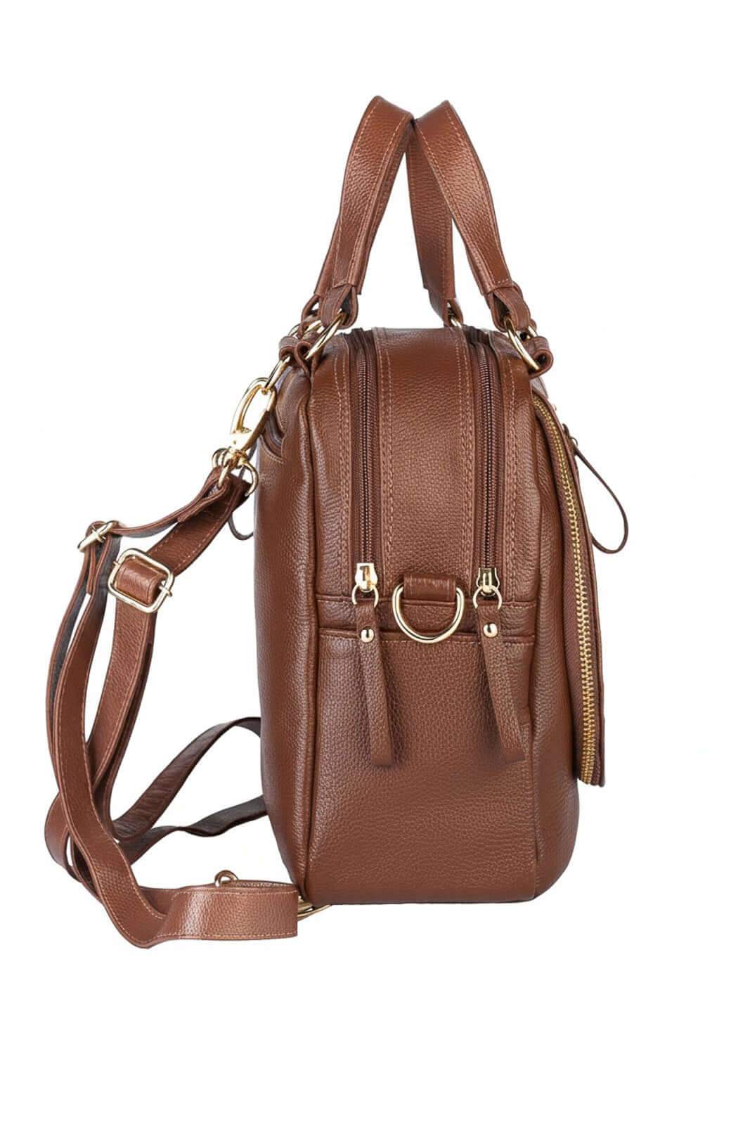 Bolsa mochila 2 em 1 em couro liso Marina - Enluaze