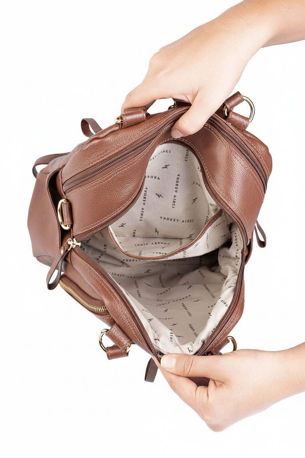 Bolsa mochila 2 em 1 em couro liso Marina - Enluaze