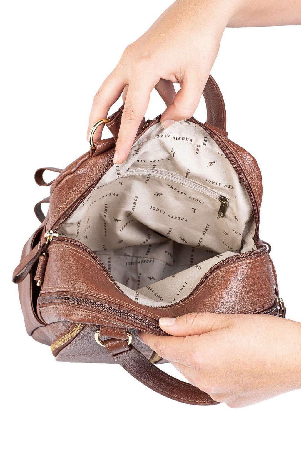 Bolsa mochila 2 em 1 em couro liso Marina - Enluaze