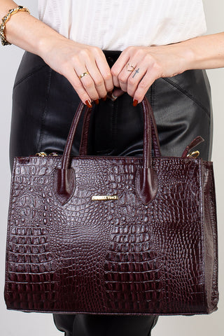 Bolsa de couro croco estruturada Valéria