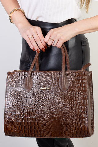 Bolsa de couro croco estruturada Valéria