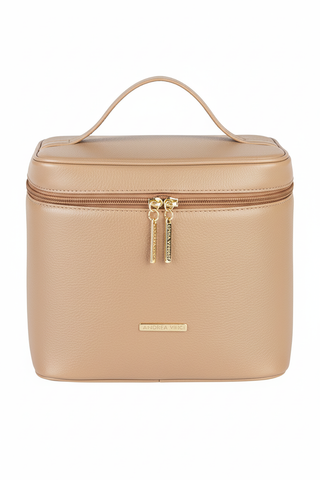 Frasqueira de viagem em couro liso Paloma