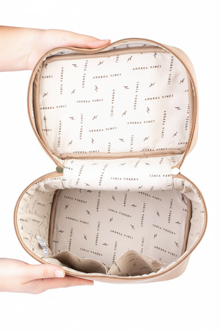 Frasqueira de viagem em couro liso Paloma