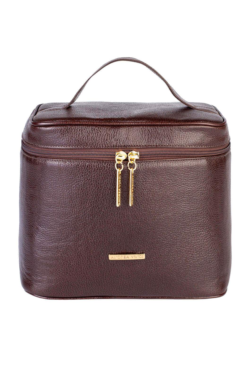 Frasqueira de viagem em couro liso Paloma - Enluaze