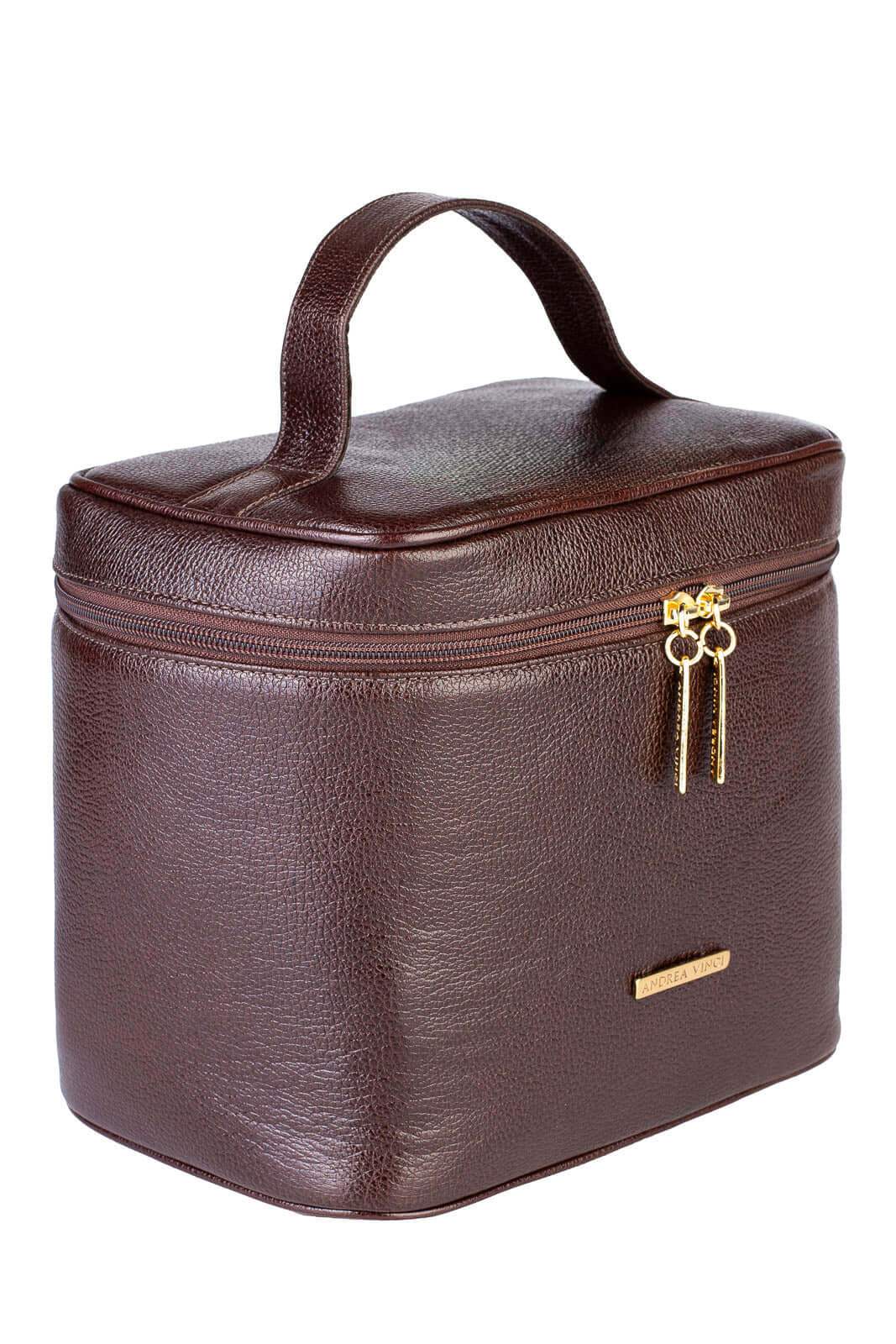 Frasqueira de viagem em couro liso Paloma - Enluaze